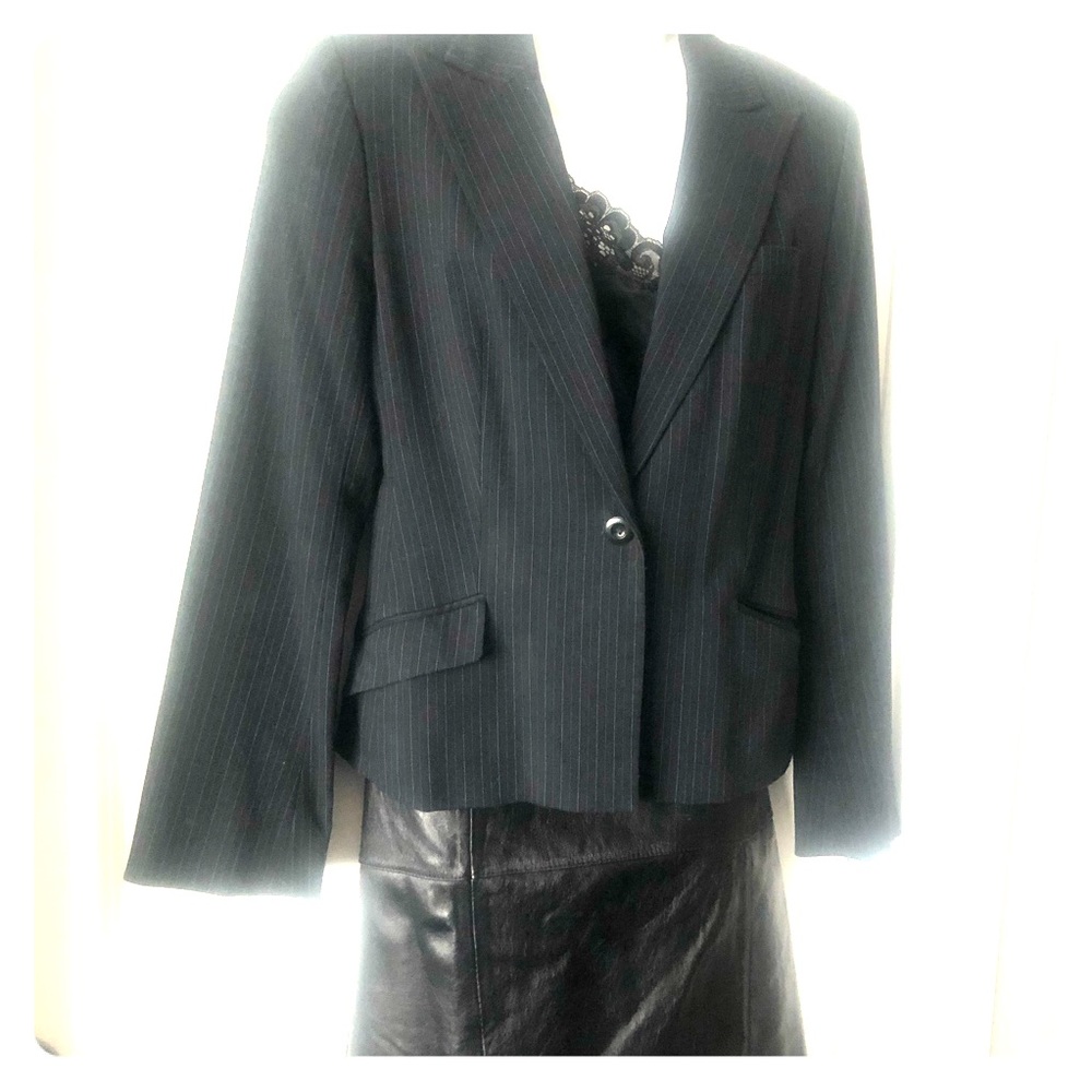 Express Black Blazer with Turquoise Pinstripe 5/6